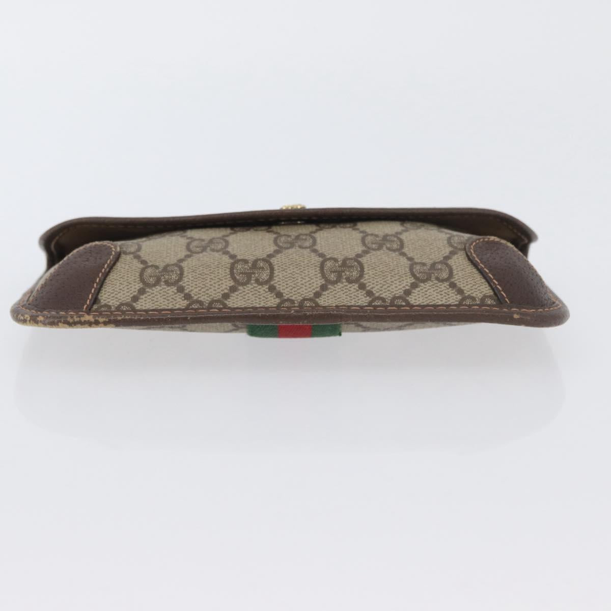 GUCCI GG Supreme Web Sherry Line Pouch PVC Beige Red 014 89 5205 Auth BAZ563