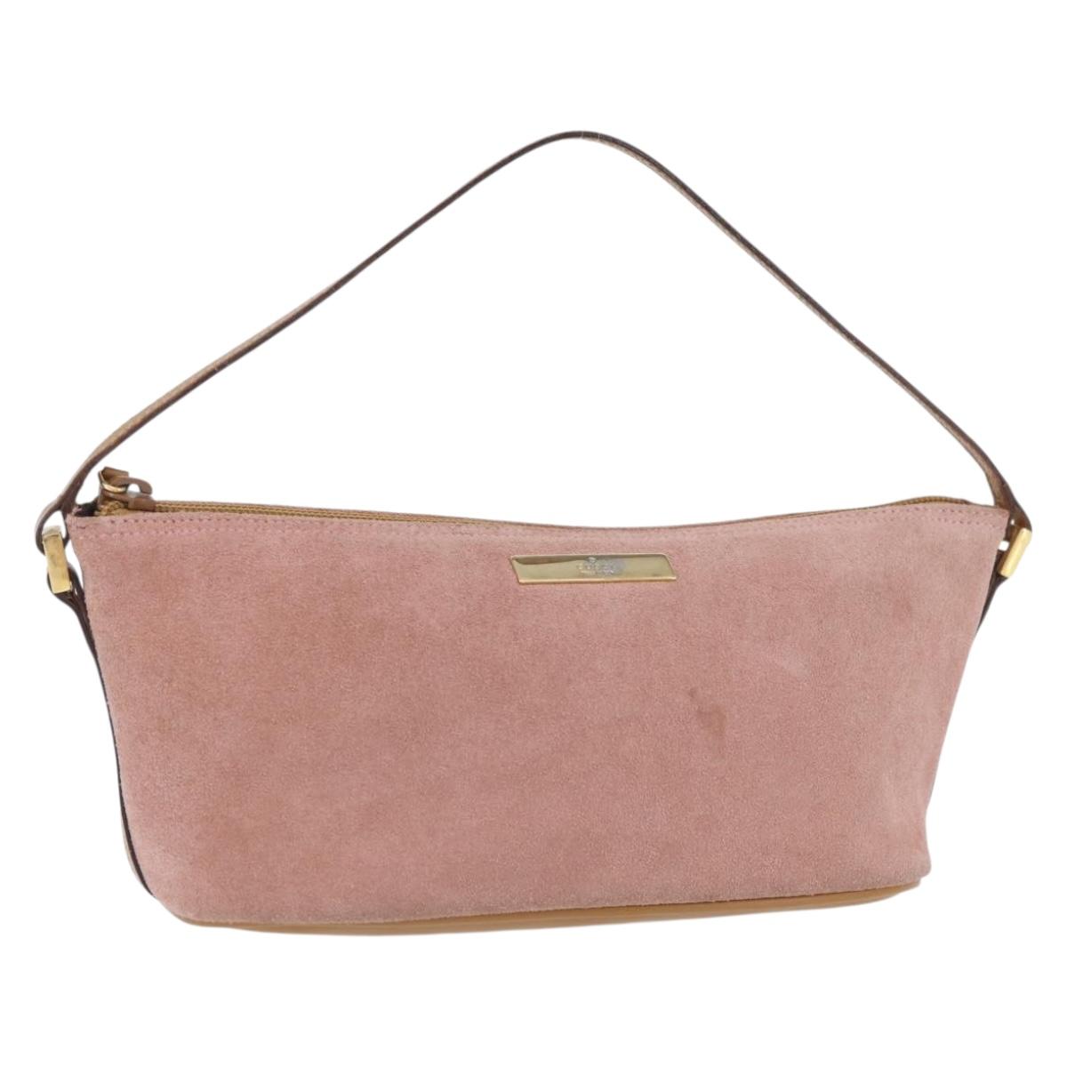 GUCCI Accessory Pouch Suede Pink Gold 039 1103 Auth BAZ567