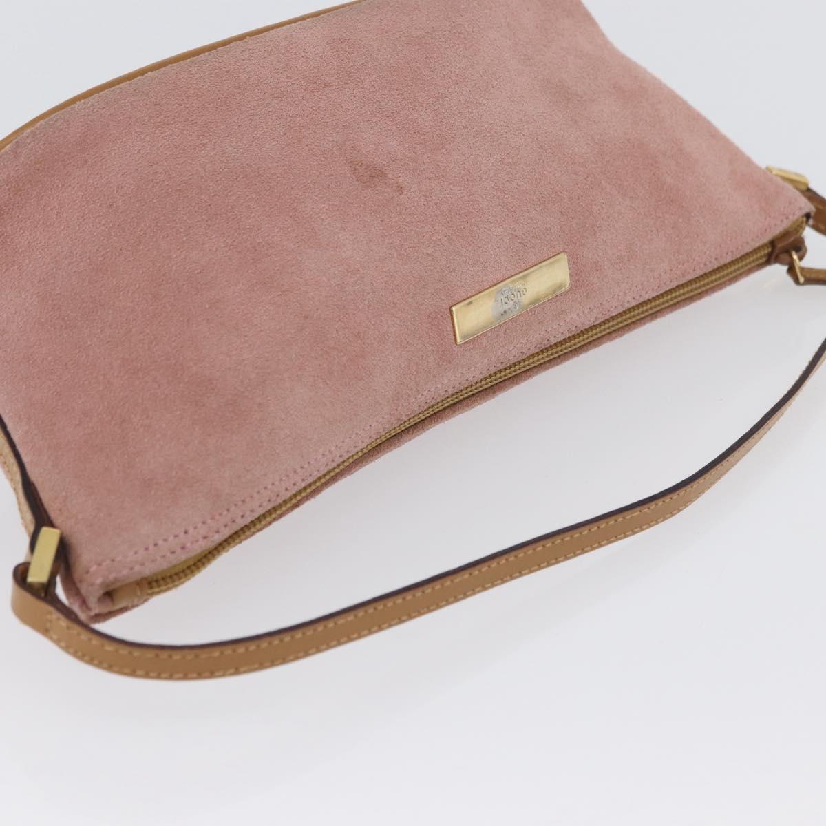 GUCCI Accessory Pouch Suede Pink Gold 039 1103 Auth BAZ567