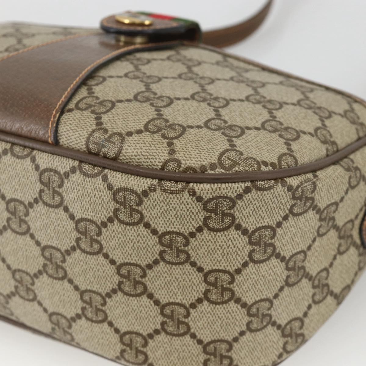 GUCCI GG Supreme Web Sherry Line Bag PVC Beige Gold 89 02 032 Auth BAZ577