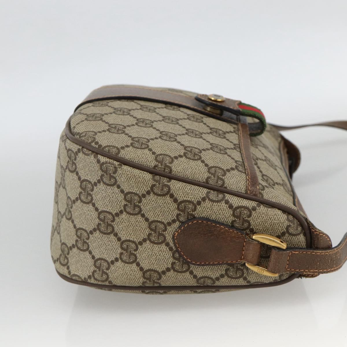 GUCCI GG Supreme Web Sherry Line Bag PVC Beige Gold 89 02 032 Auth BAZ577