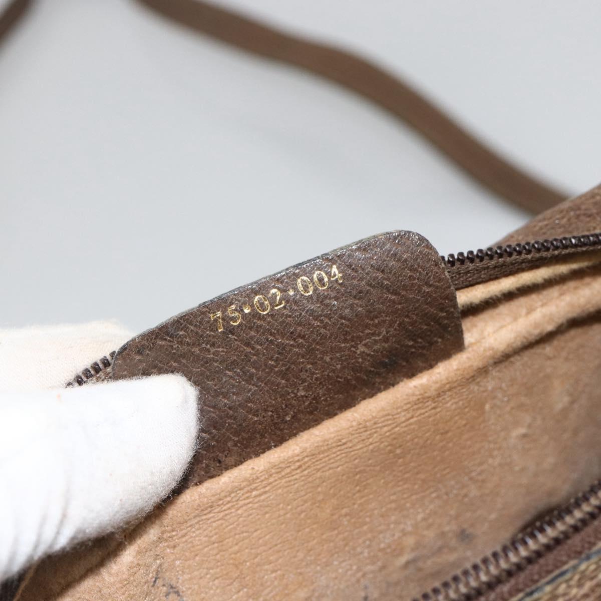 GUCCI GG Supreme Web Sherry Line Bag PVC Beige Gold 75 02 004 Auth BAZ578