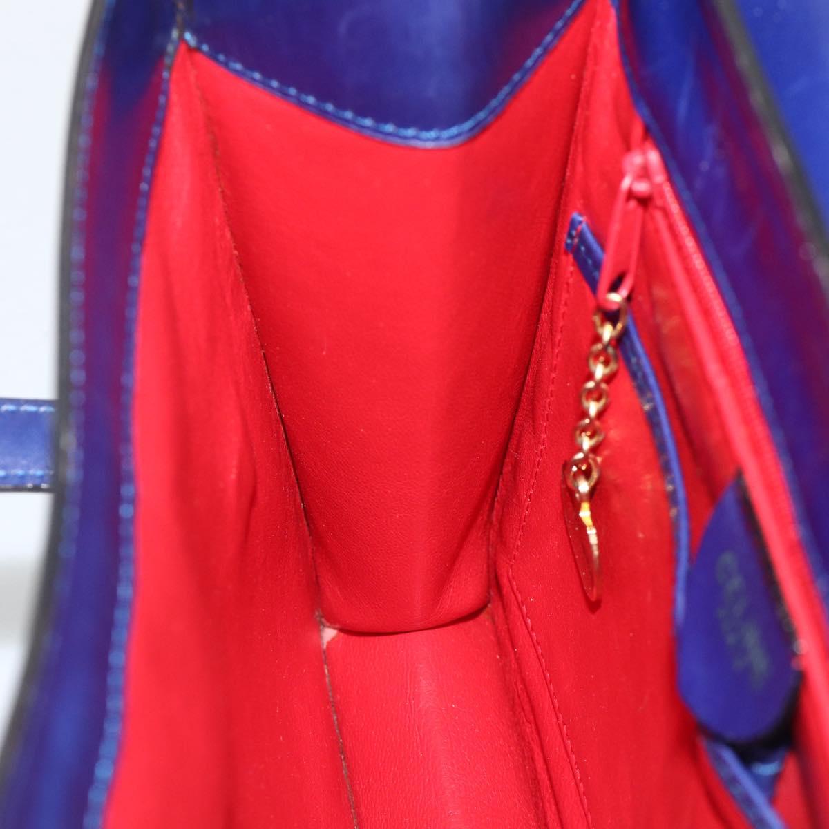 CELINE Hand Bag Leather Light Blue Gold Auth BAZ584A