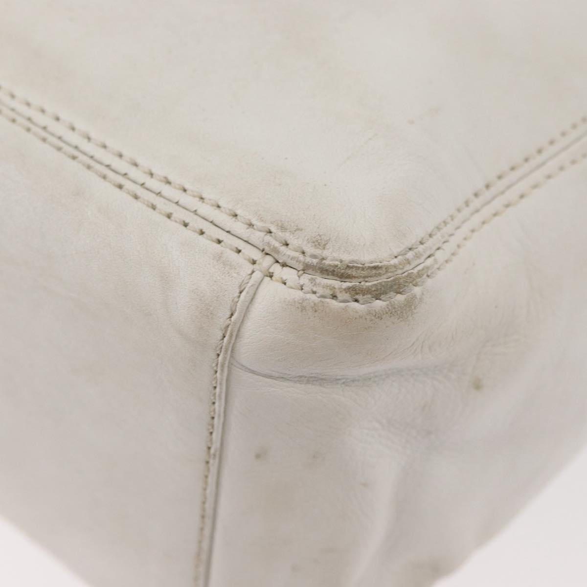 CHANEL Chain Hand Bag Leather White CC Auth BAZ593A