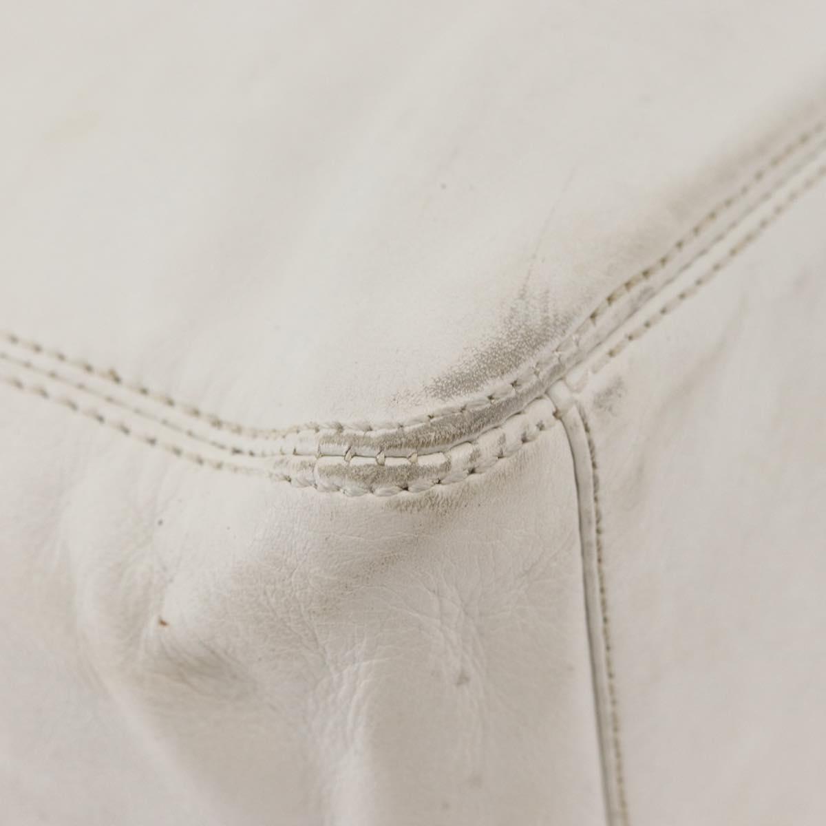 CHANEL Chain Hand Bag Leather White CC Auth BAZ593A