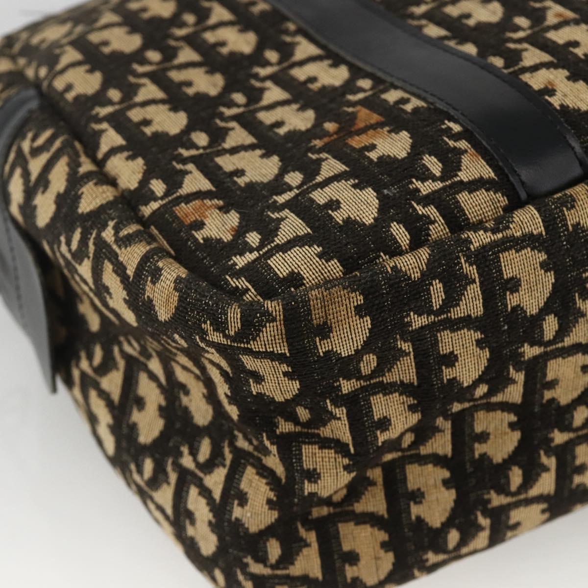 Christian Dior Trotter Canvas Hand Bag Navy Gold Auth BAZ596