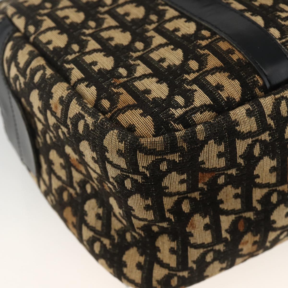 Christian Dior Trotter Canvas Hand Bag Navy Gold Auth BAZ596