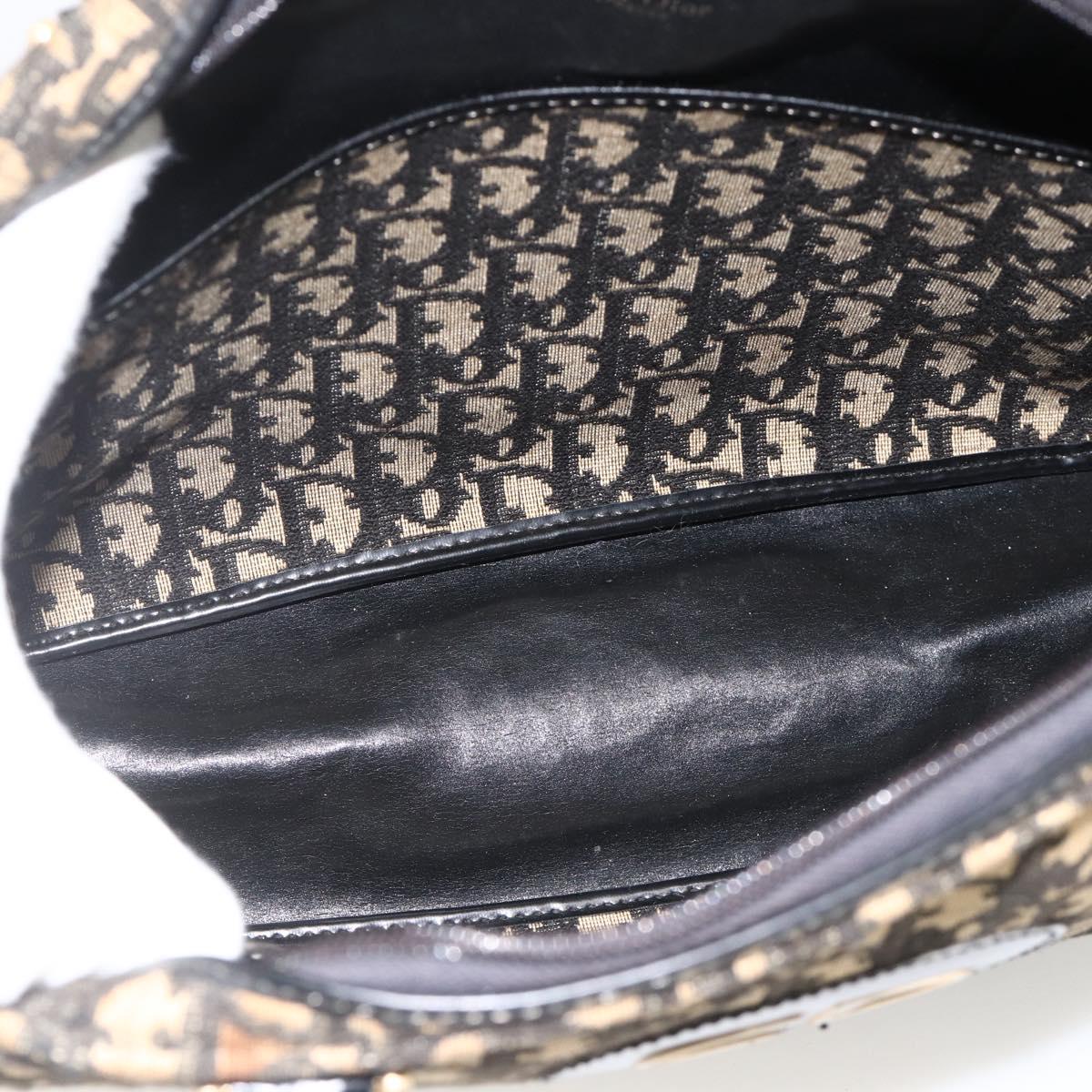 Christian Dior Trotter Canvas Hand Bag Navy Gold Auth BAZ596