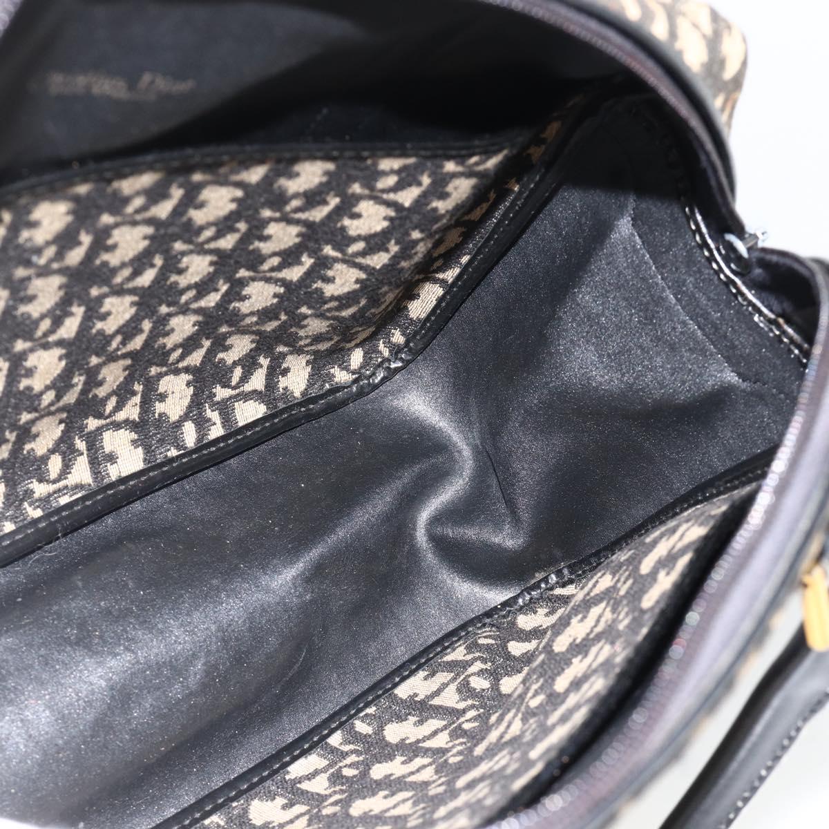 Christian Dior Trotter Canvas Hand Bag Navy Gold Auth BAZ596
