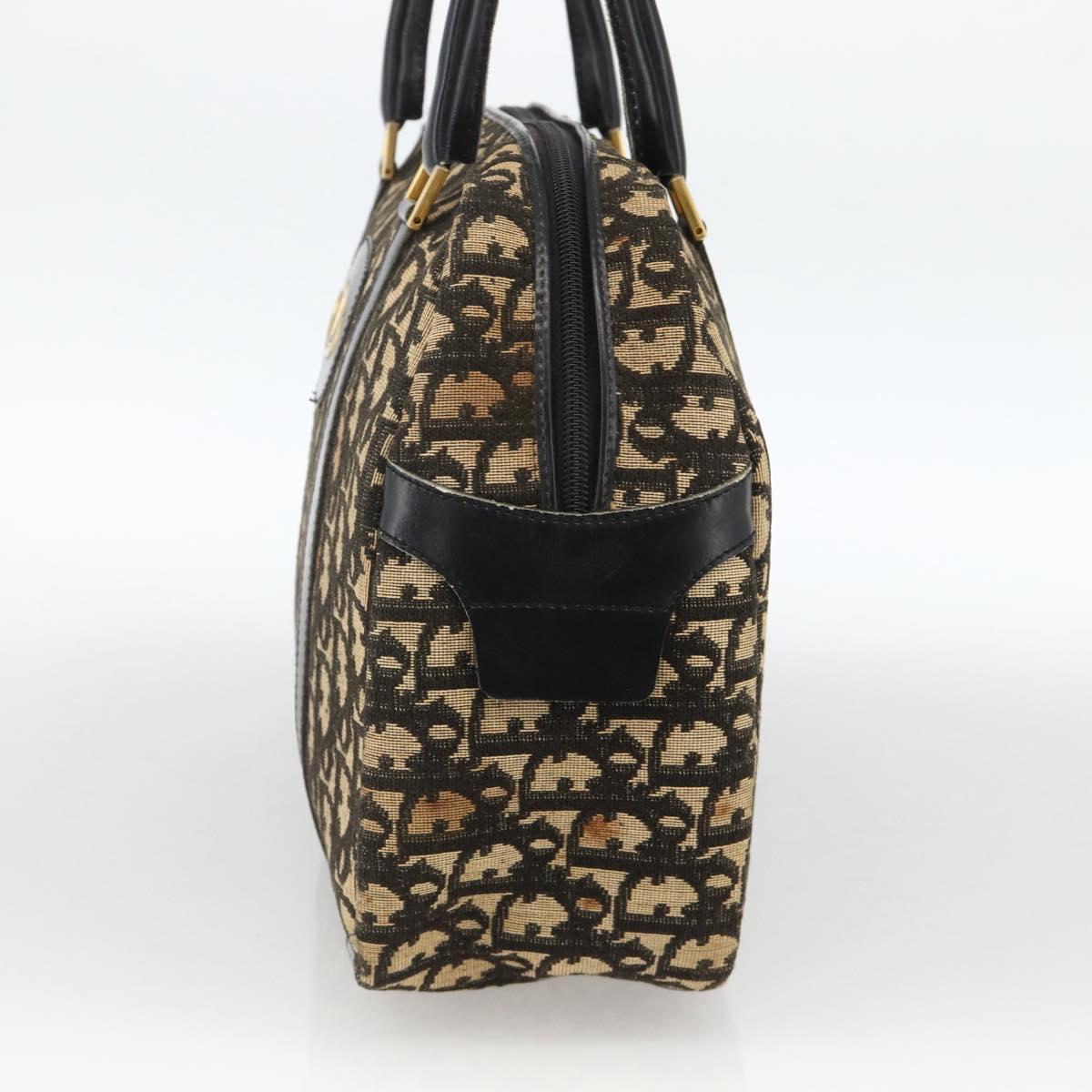 Christian Dior Trotter Canvas Hand Bag Navy Gold Auth BAZ596