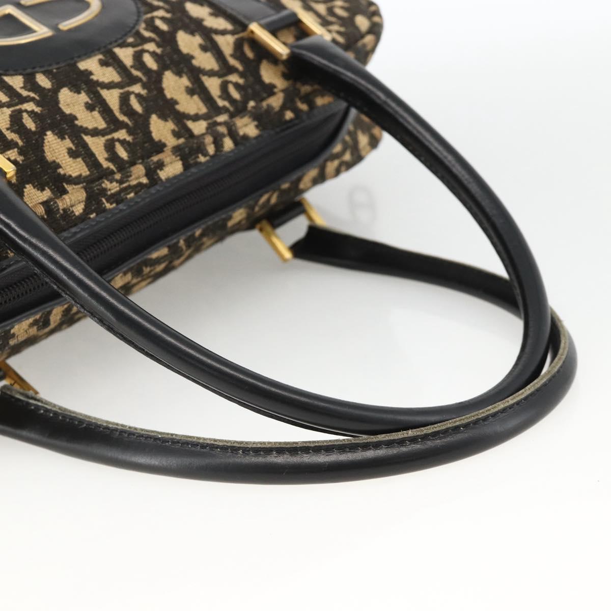 Christian Dior Trotter Canvas Hand Bag Navy Gold Auth BAZ596