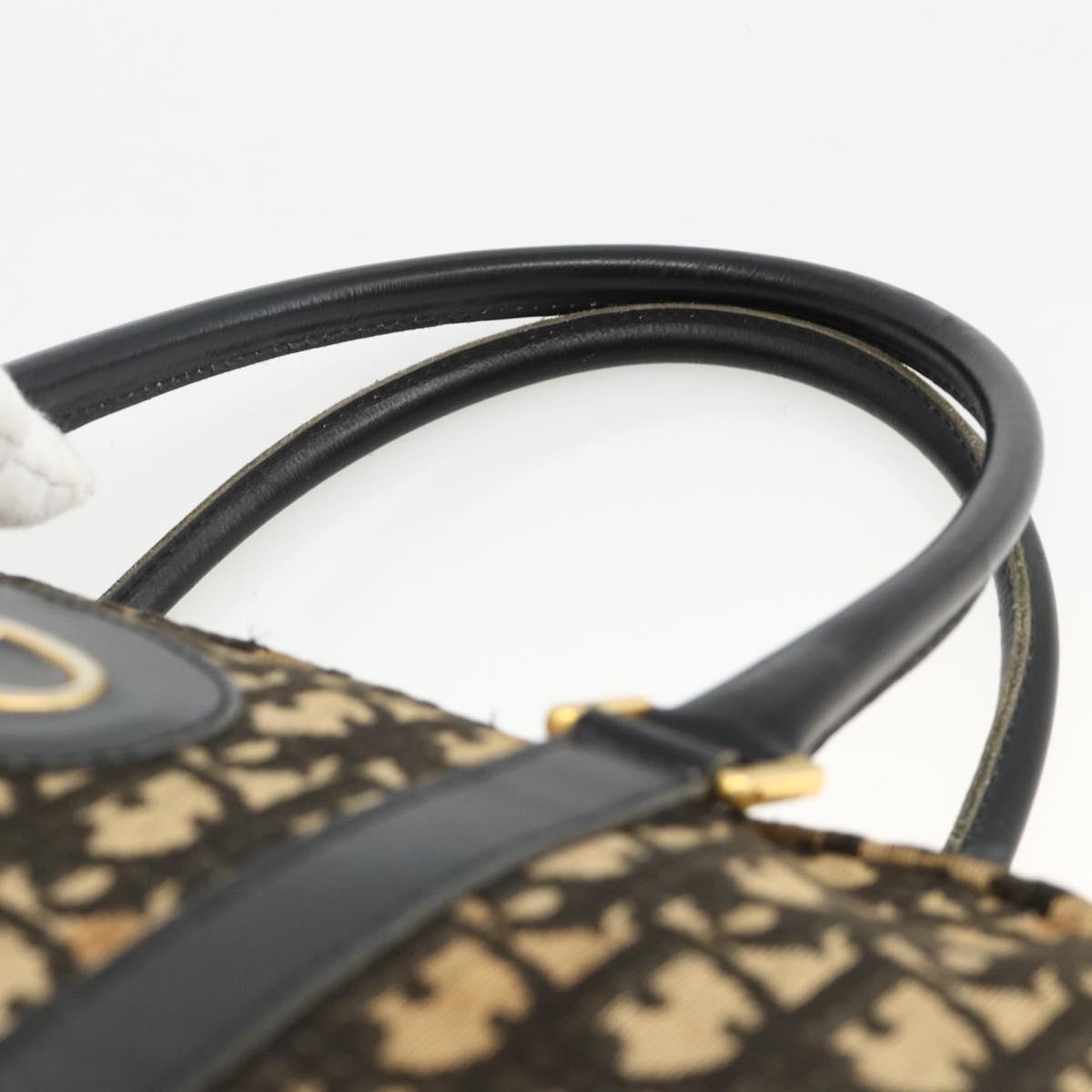 Christian Dior Trotter Canvas Hand Bag Navy Gold Auth BAZ596