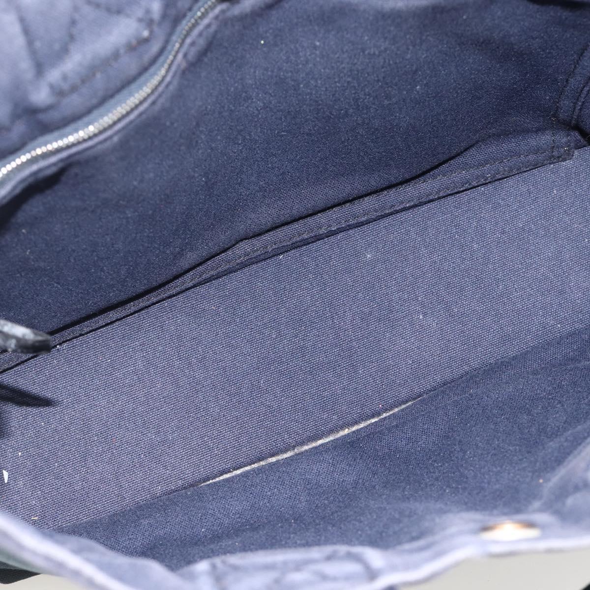 HERMES Fourre Tout PM Tote Bag Canvas Navy Silver Auth BAZ597