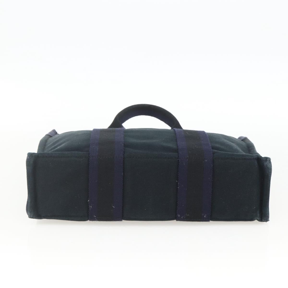 HERMES Fourre Tout PM Tote Bag Canvas Navy Silver Auth BAZ597