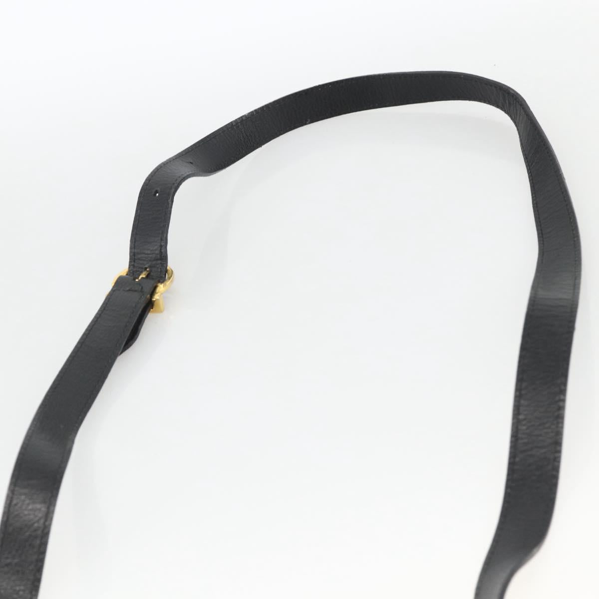 Salvatore Ferragamo Gancini Shoulder Bag Leather Black Gold Auth BAZ601A
