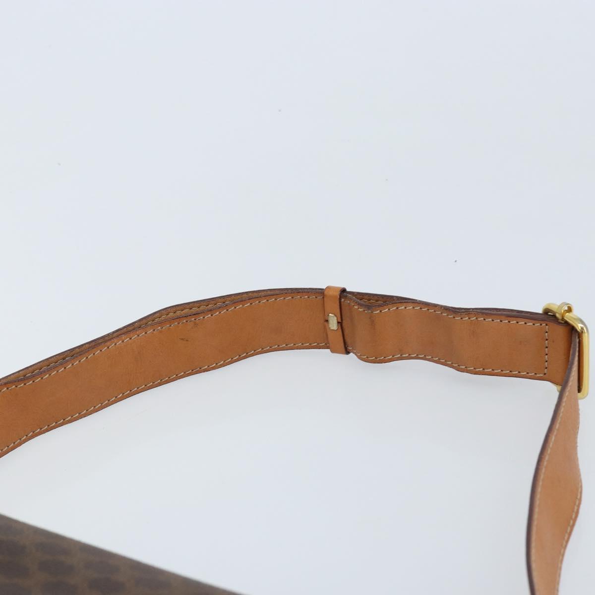 CELINE Macadam Canvas Star Ball Shoulder Bag PVC Leather Brown Gold Auth BAZ619A