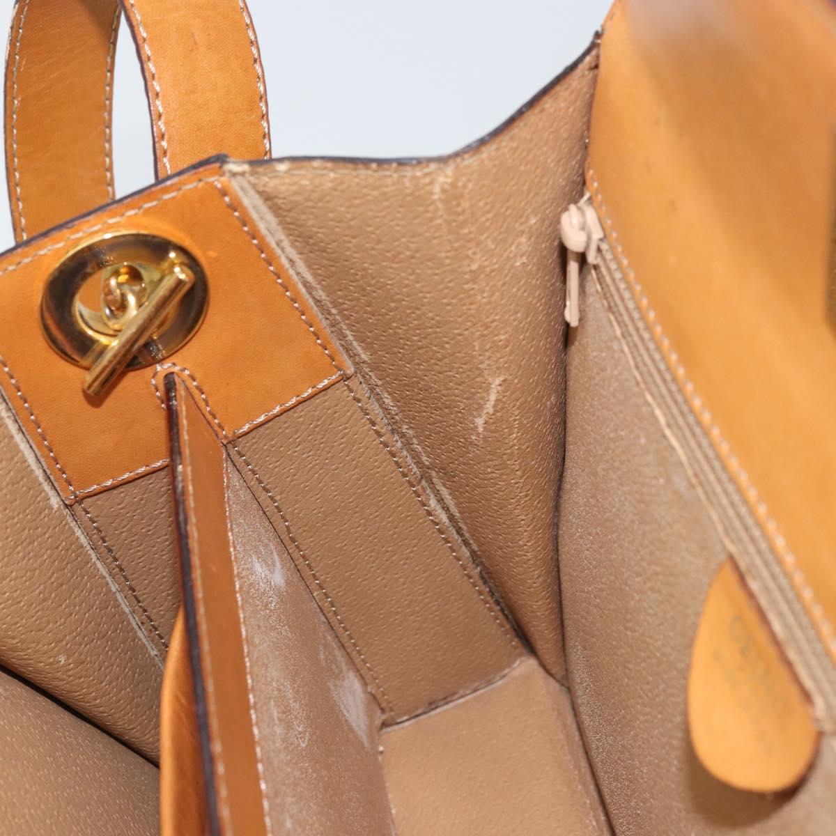 CELINE Macadam Canvas Shoulder Bag PVC Leather Beige Gold Auth BAZ620A
