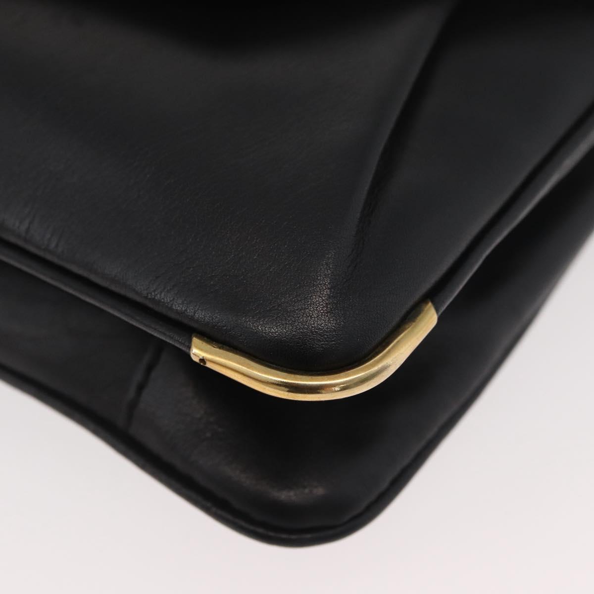 CELINE Shoulder Bag Leather Black Gold Auth BAZ622A