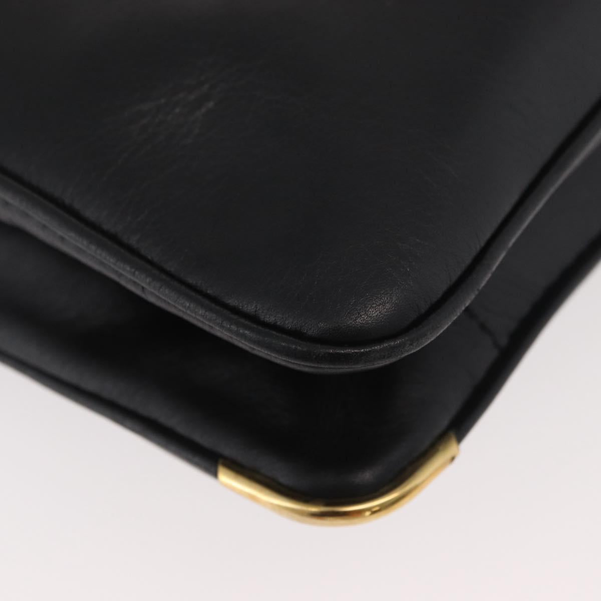 CELINE Shoulder Bag Leather Black Gold Auth BAZ622A