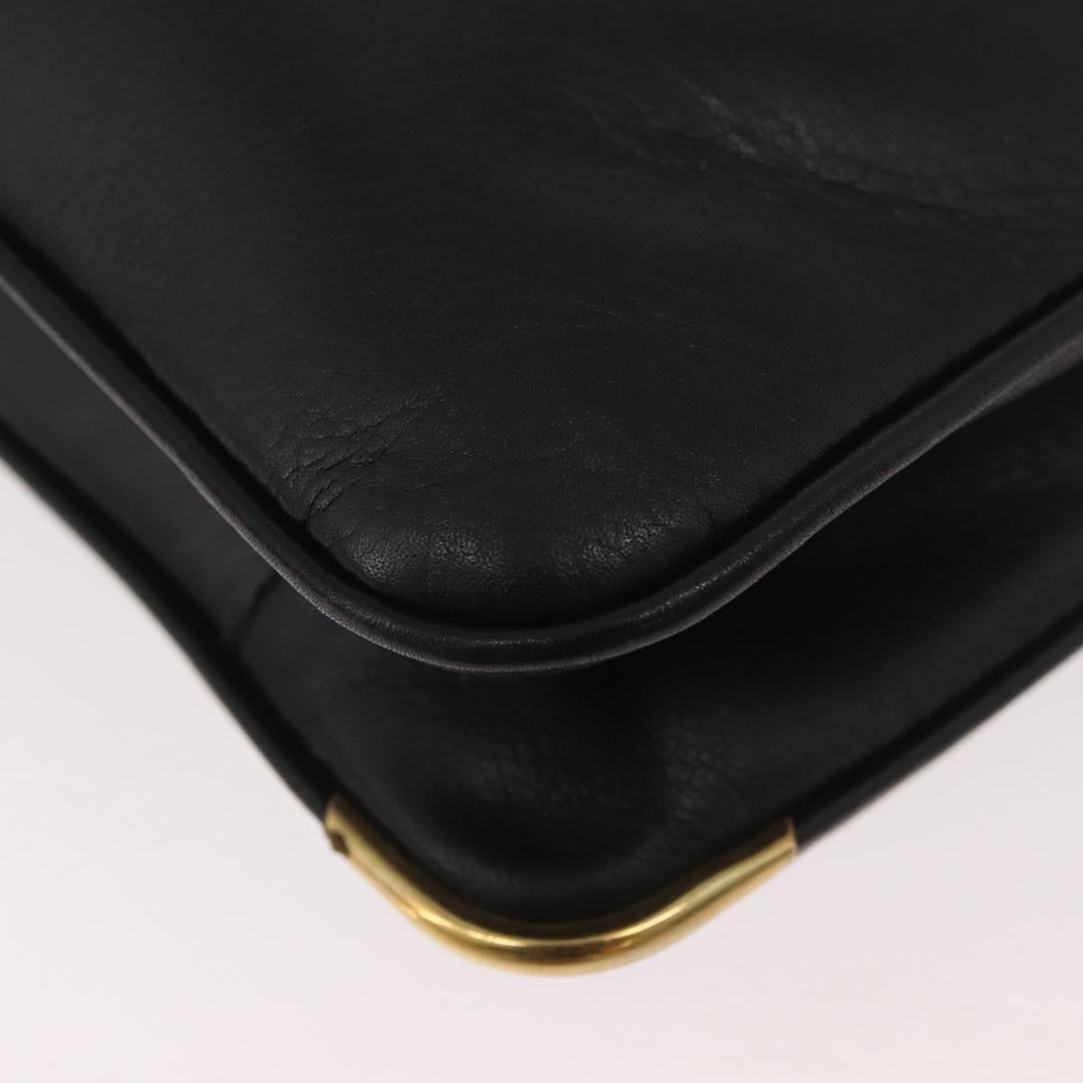 CELINE Shoulder Bag Leather Black Gold Auth BAZ622A
