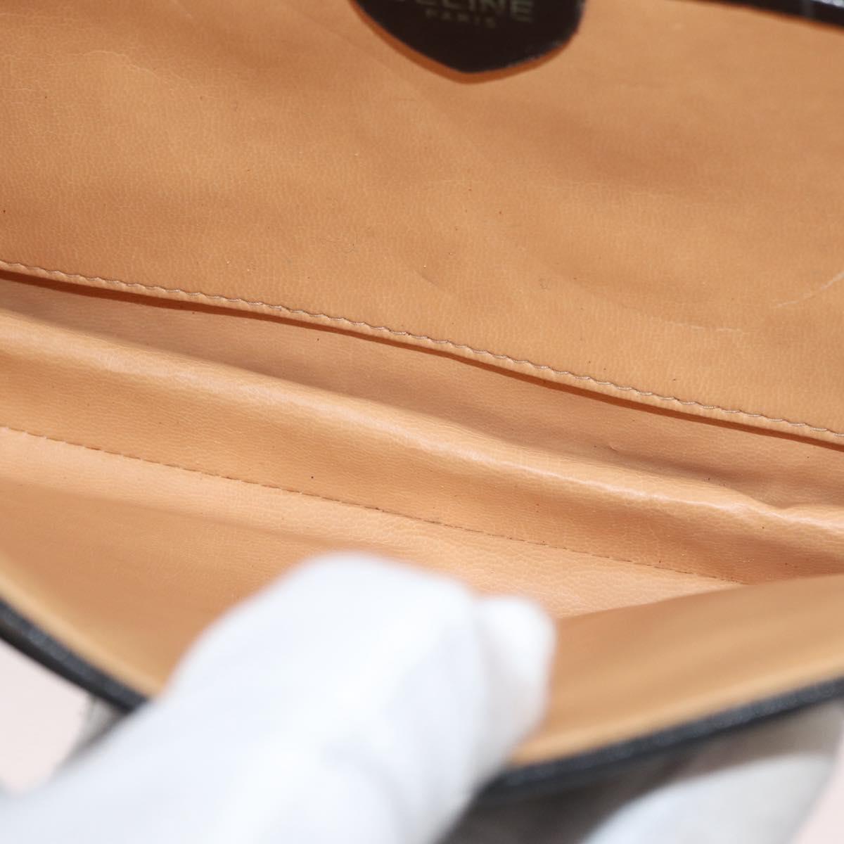 CELINE Shoulder Bag Leather Black Gold Auth BAZ622A