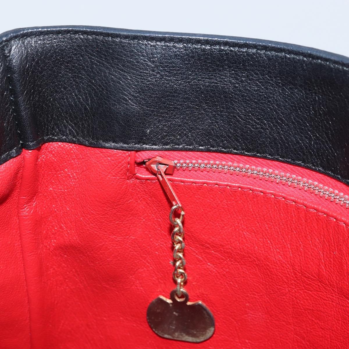 CELINE Circle Shoulder Bag Leather Black Gold Auth BAZ623A