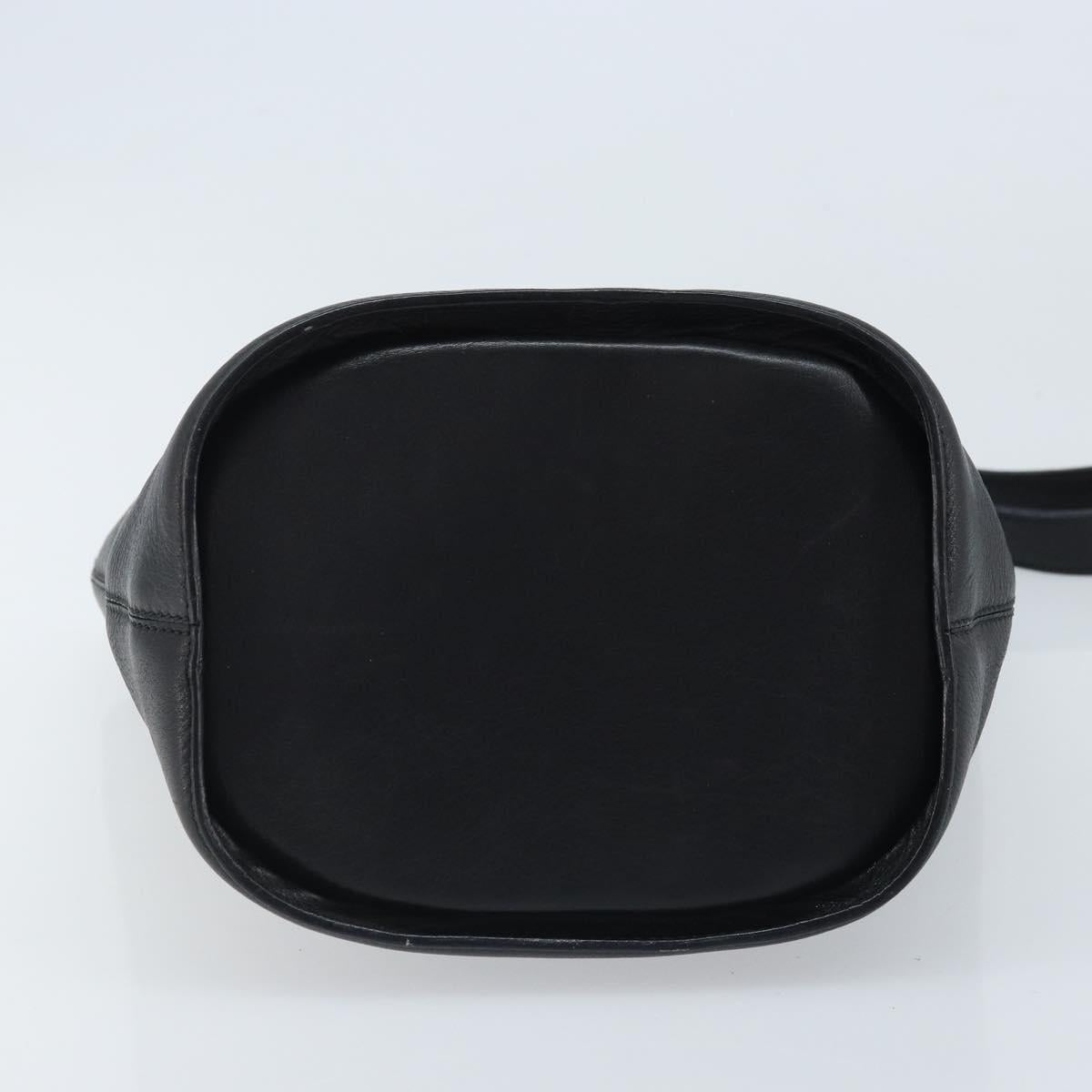 CELINE Circle Shoulder Bag Leather Black Gold Auth BAZ623A