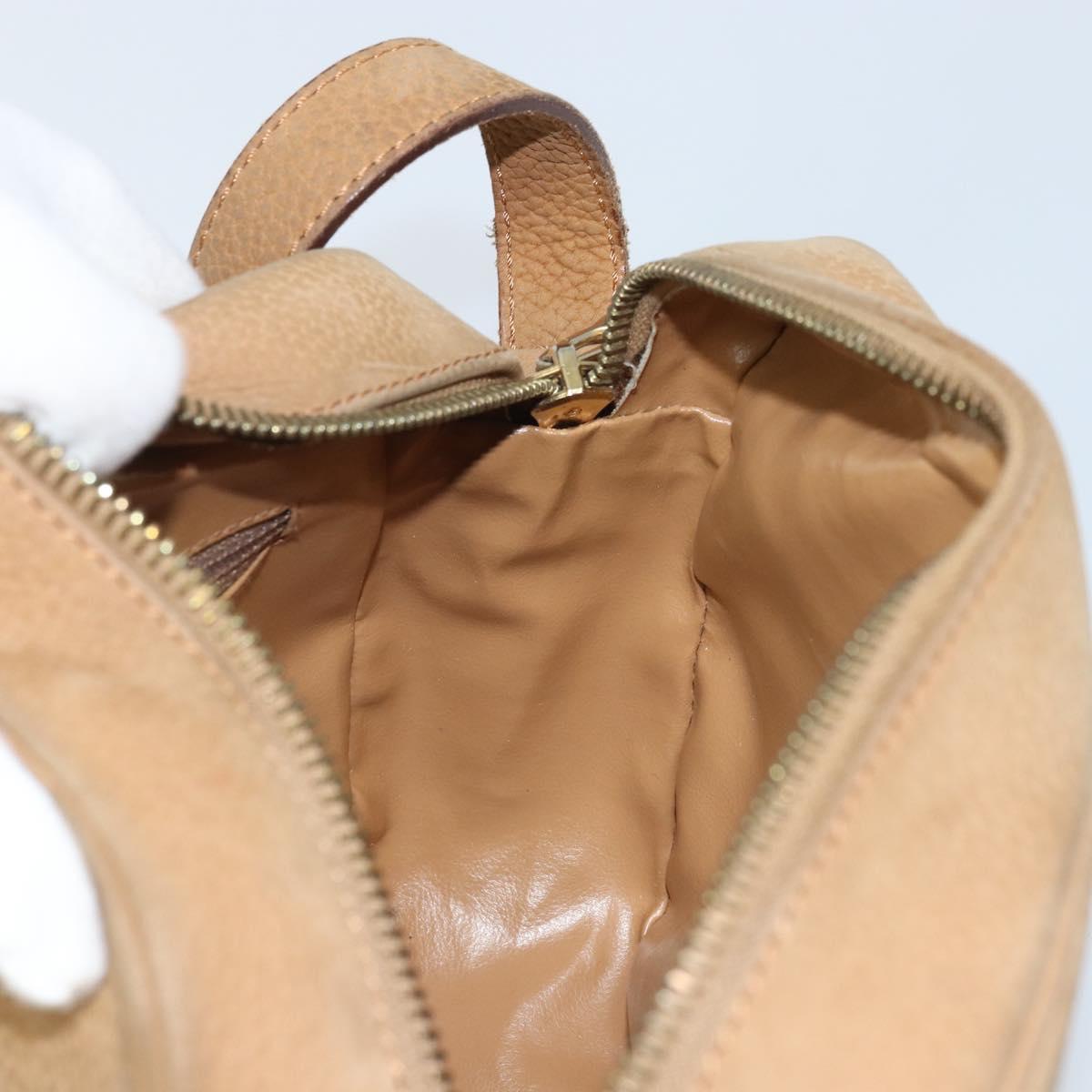 CELINE Shoulder Bag Leather Beige Gold Auth BAZ624A