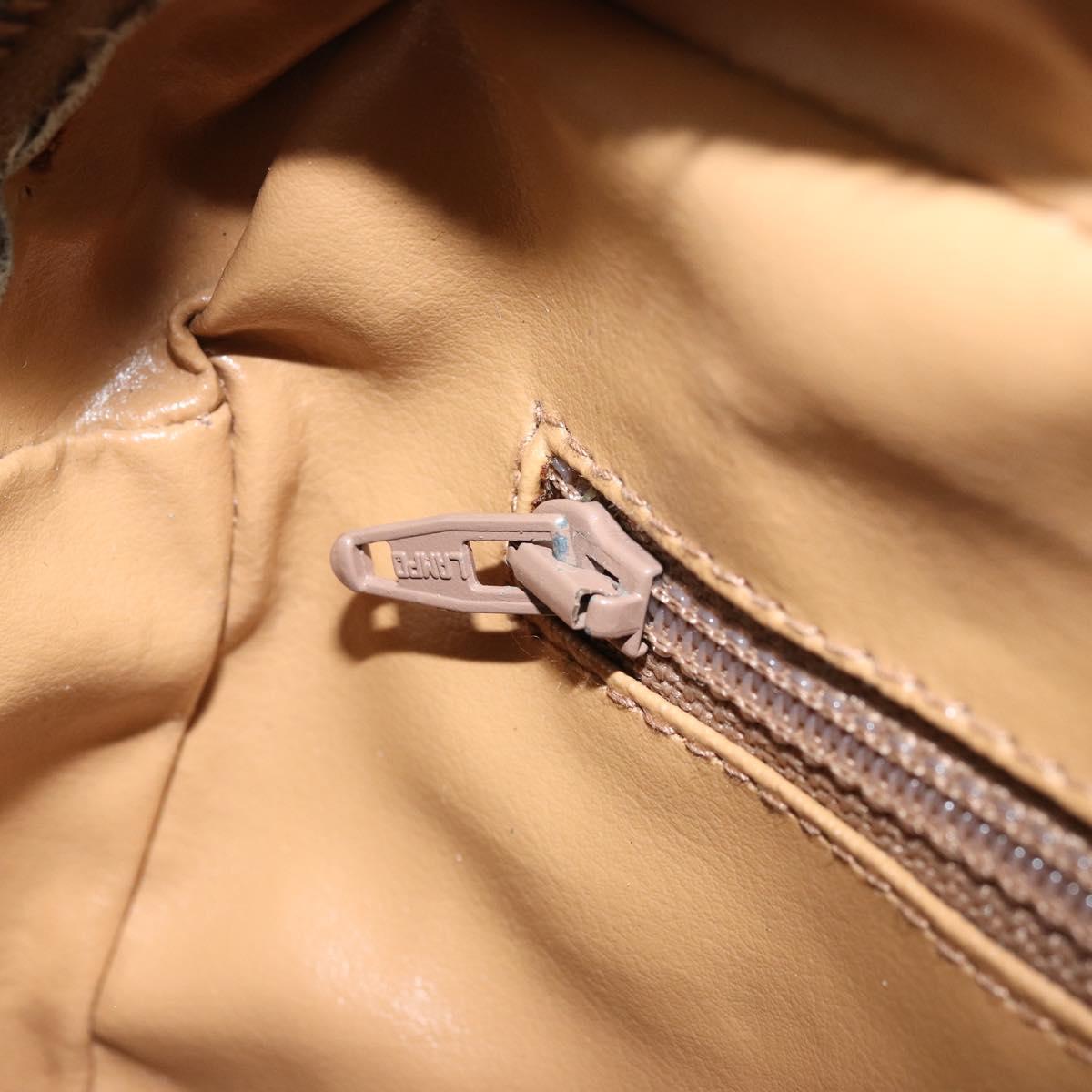 CELINE Shoulder Bag Leather Beige Gold Auth BAZ624A