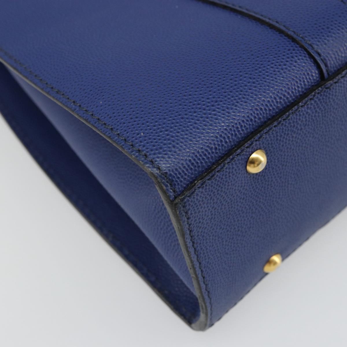 CELINE Shoulder Bag Leather Blue Gold Auth BAZ626A