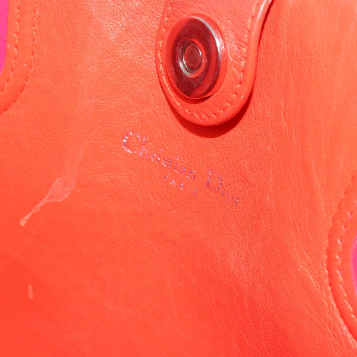 Christian Dior Tote Bag Leather Pink Silver Auth BAZ635A