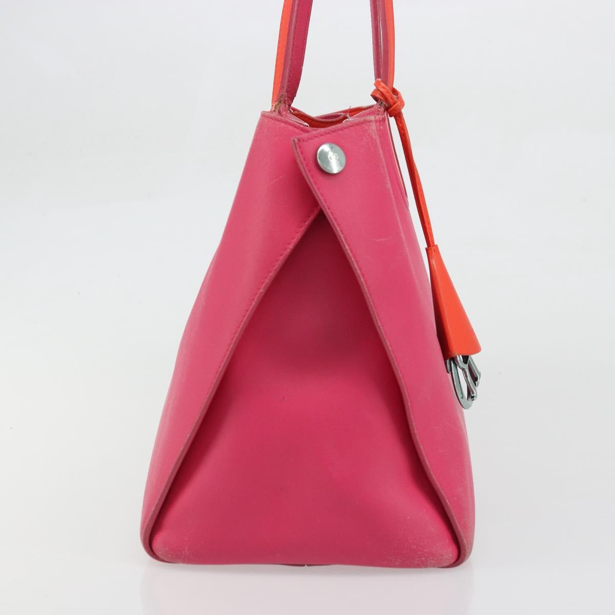 Christian Dior Tote Bag Leather Pink Silver Auth BAZ635A
