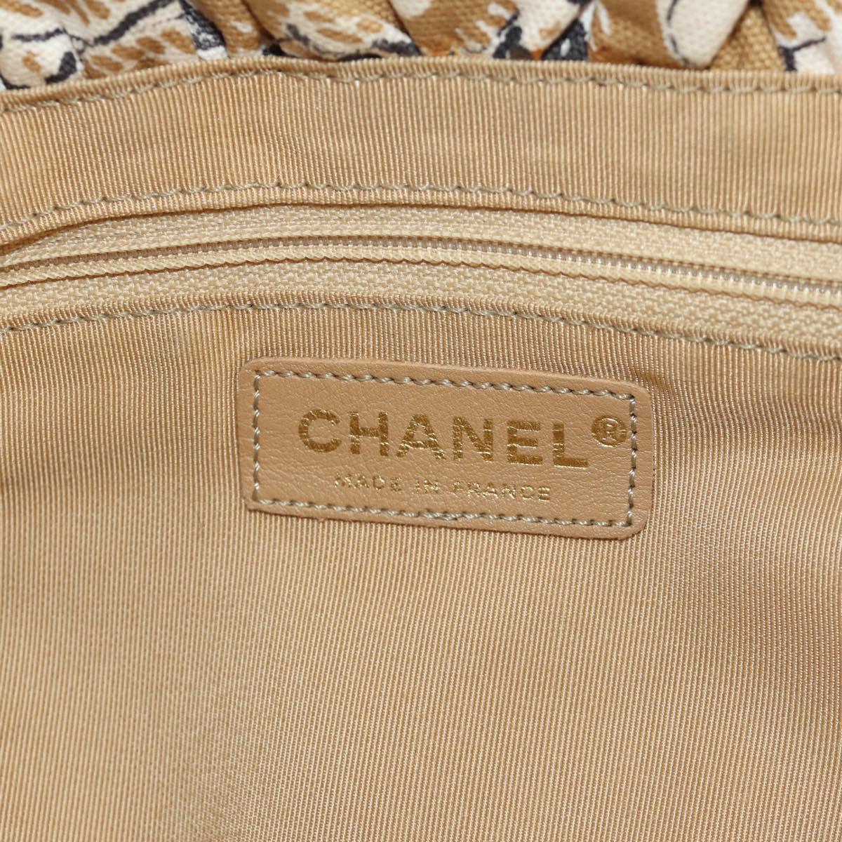 CHANEL Camelia Hand Bag Canvas Beige Gold CC Auth BAZ669V
