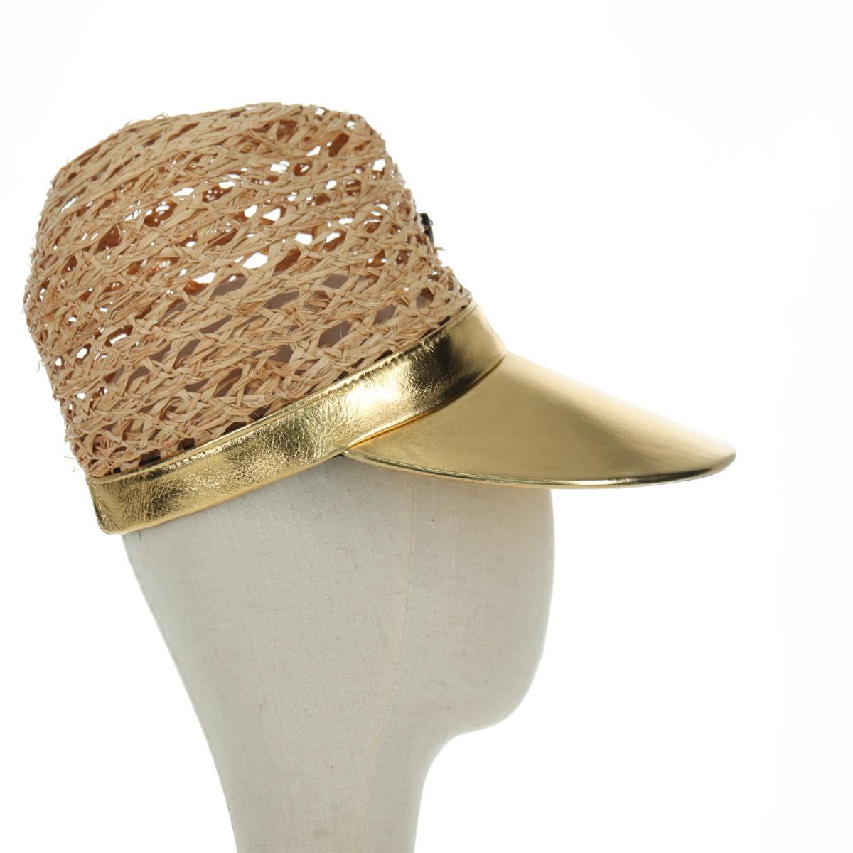 PRADA Hat Raffia S Beige 1HC225 Auth BAZ670M