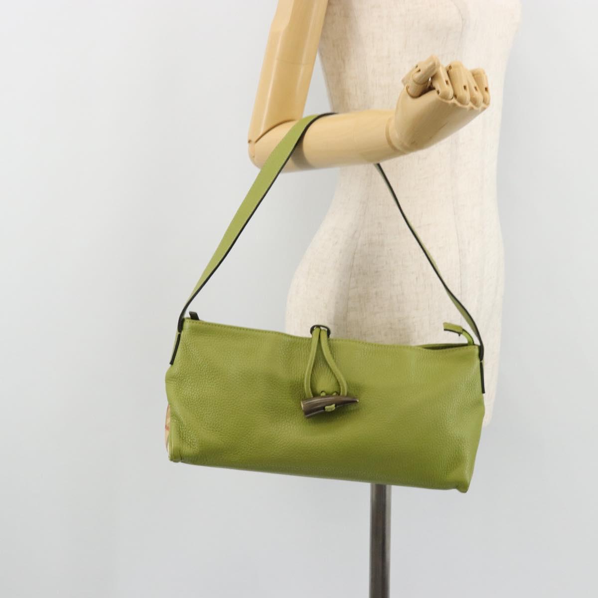 BURBERRY Shoulder Bag Leather Green Auth BAZ684A