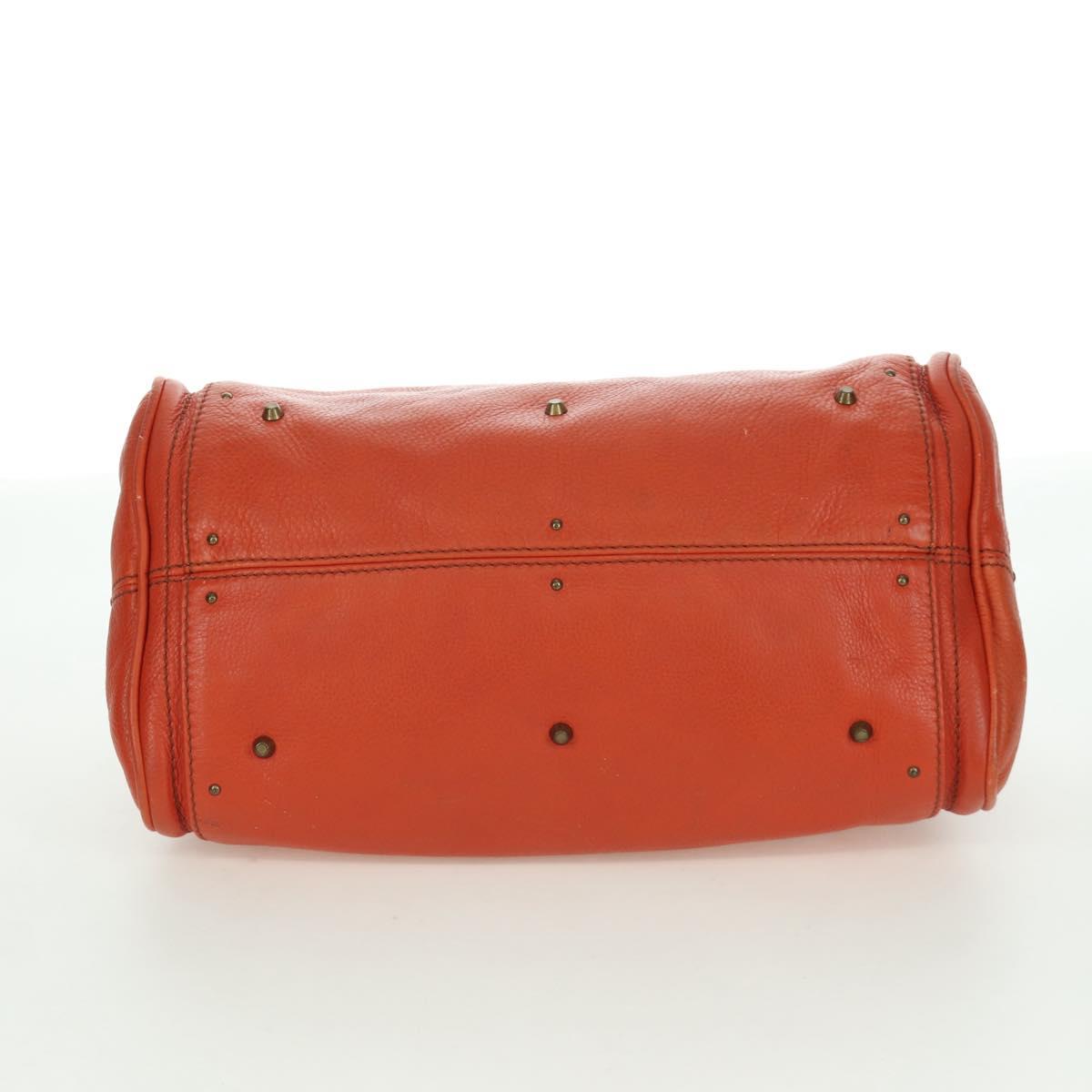 Chloe Paddington Hand Bag Leather Orange Silver gold Auth BAZ691V