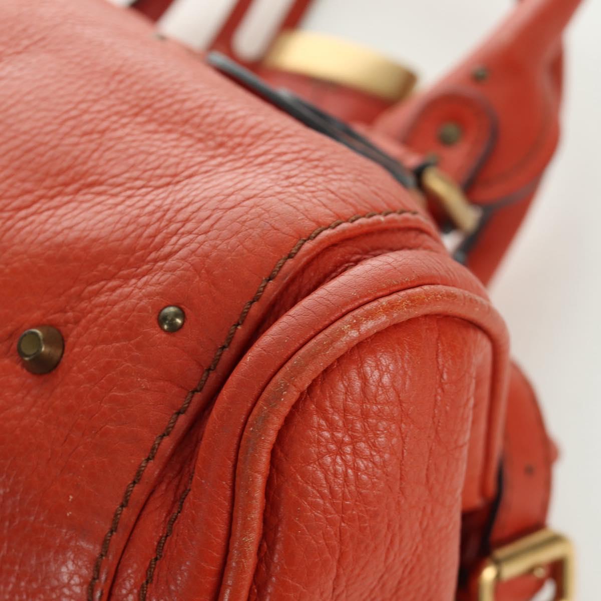 Chloe Paddington Hand Bag Leather Orange Silver gold Auth BAZ691V