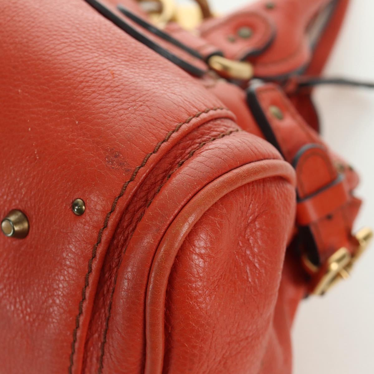 Chloe Paddington Hand Bag Leather Orange Silver gold Auth BAZ691V