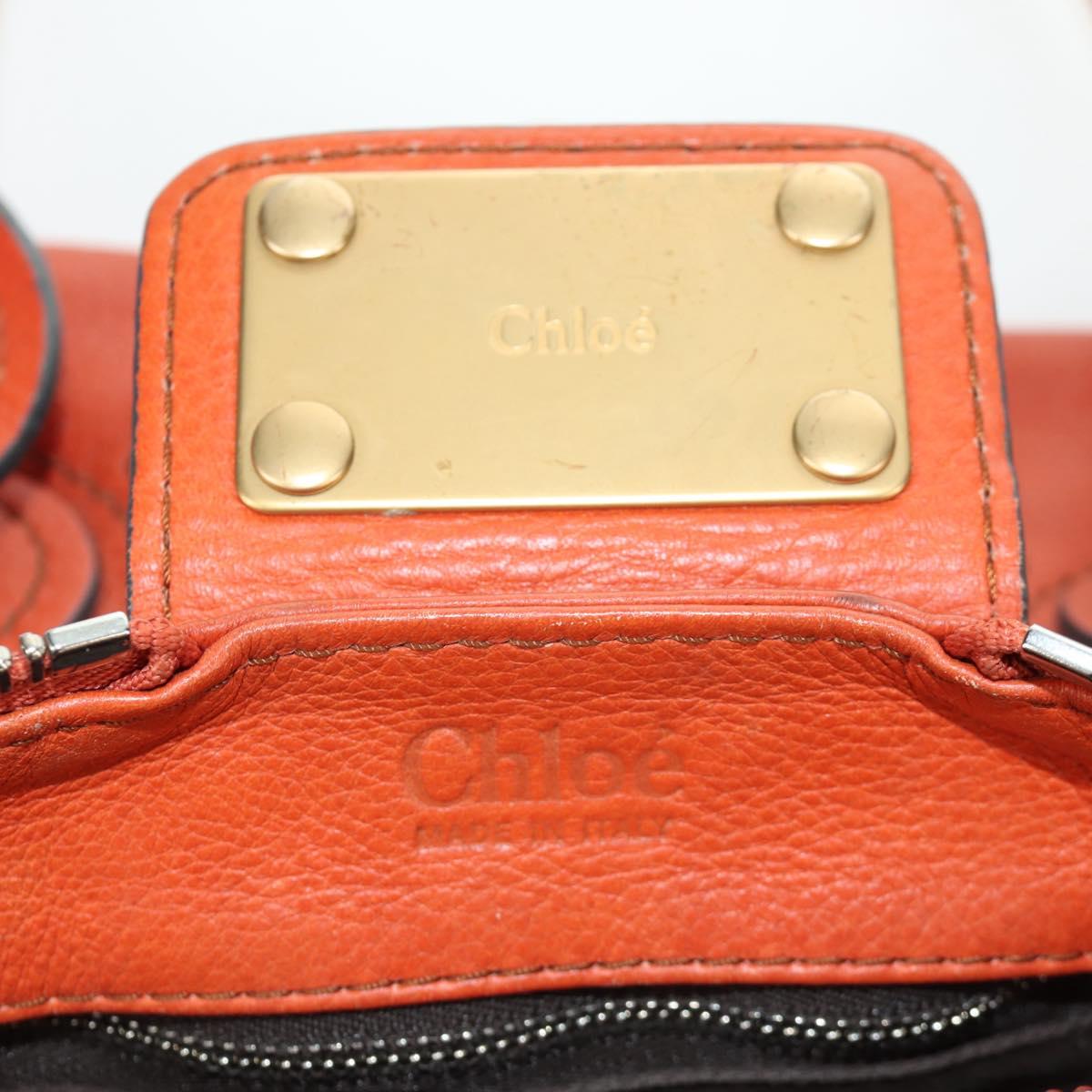 Chloe Paddington Hand Bag Leather Orange Silver gold Auth BAZ691V