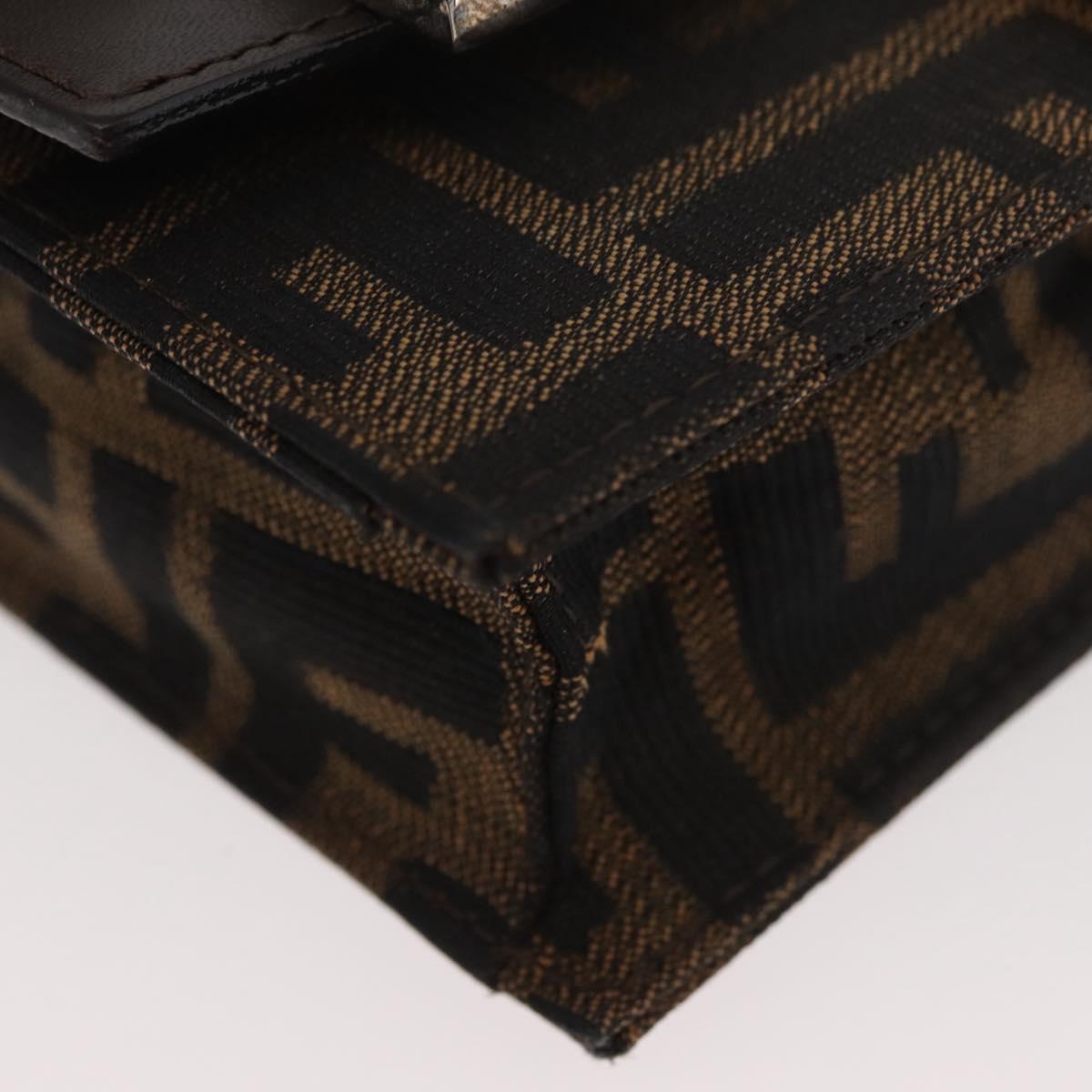 FENDI Zucca Canvas Mamma Baguette Shoulder Bag Black Brown Auth BAZ699V