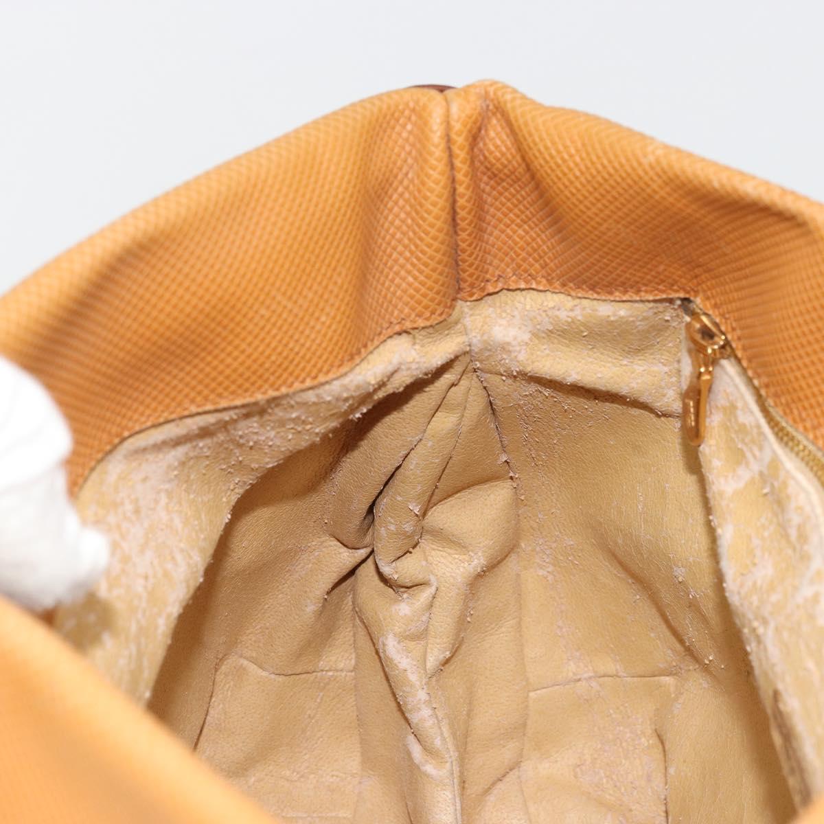 BOTTEGA VENETA Hand Bag PVC Canvas Beige Gold Auth BAZ703