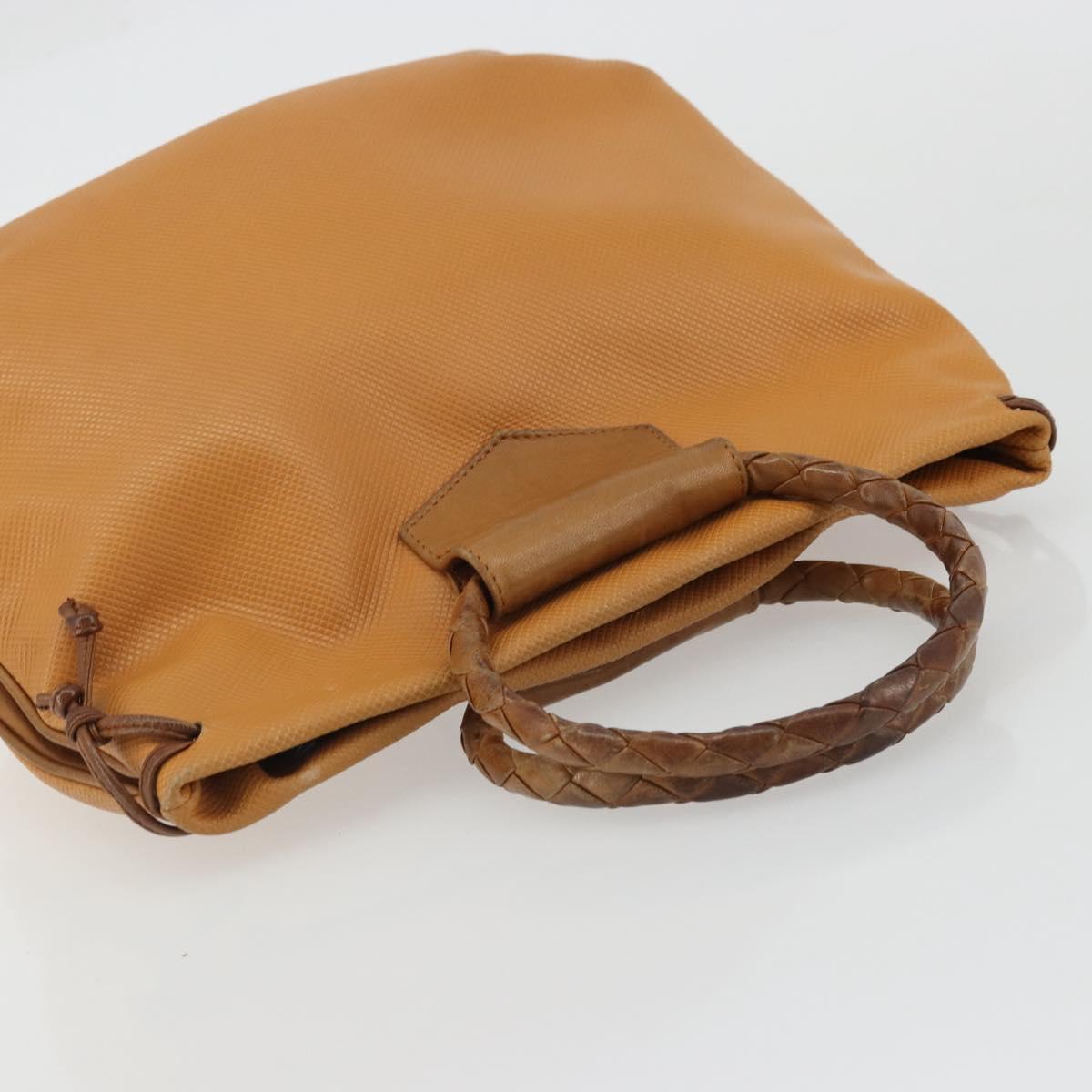 BOTTEGA VENETA Hand Bag PVC Canvas Beige Gold Auth BAZ703
