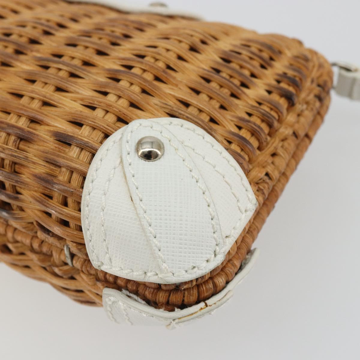 Salvatore Ferragamo Gancini Accessory Pouch Rattan Beige White Auth BAZ704A