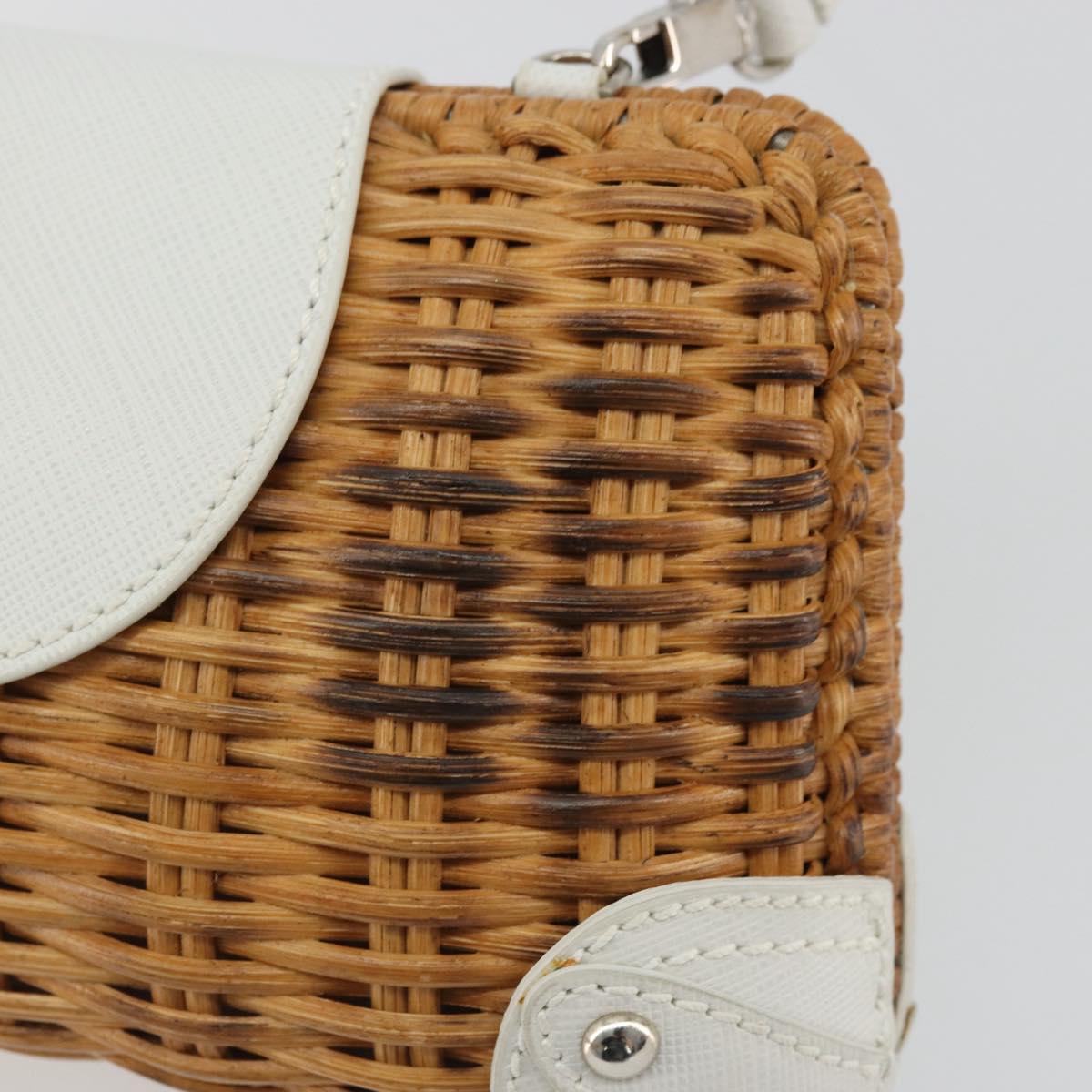 Salvatore Ferragamo Gancini Accessory Pouch Rattan Beige White Auth BAZ704A
