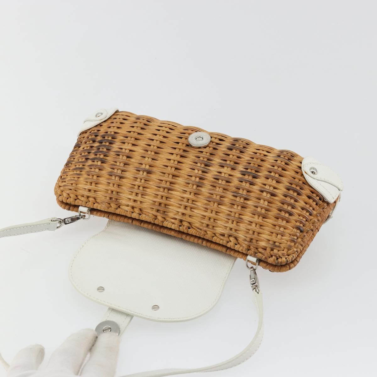 Salvatore Ferragamo Gancini Accessory Pouch Rattan Beige White Auth BAZ704A