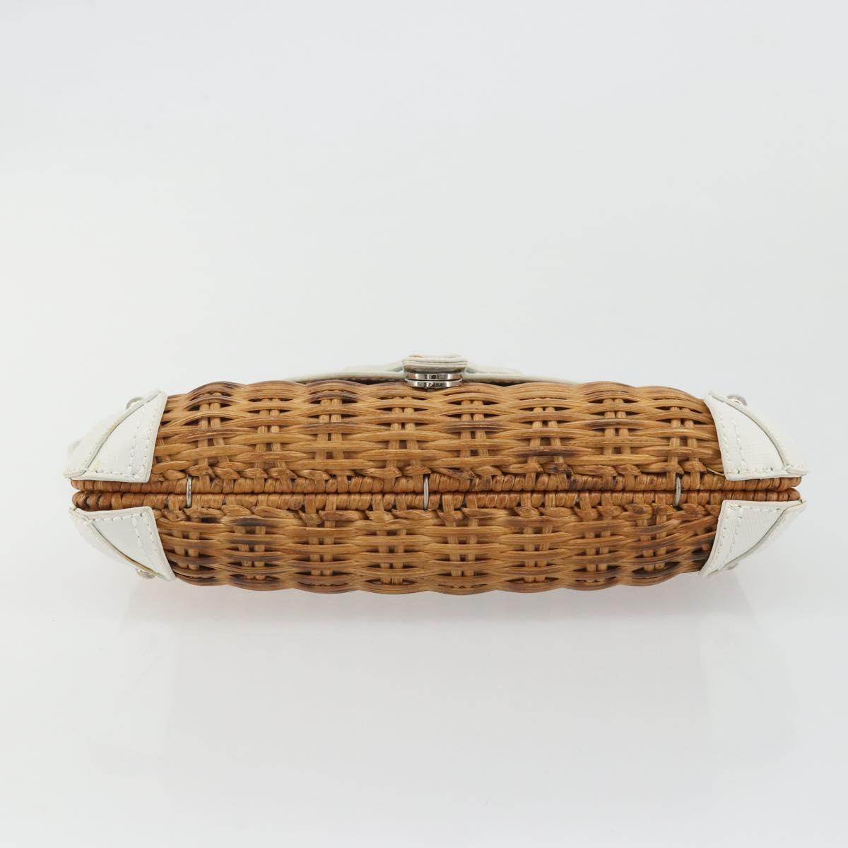 Salvatore Ferragamo Gancini Accessory Pouch Rattan Beige White Auth BAZ704A