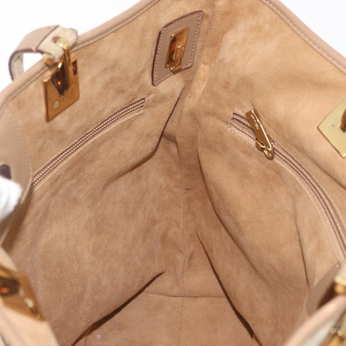 Salvatore Ferragamo Tote Bag Nylon Beige Gold Auth BAZ714A