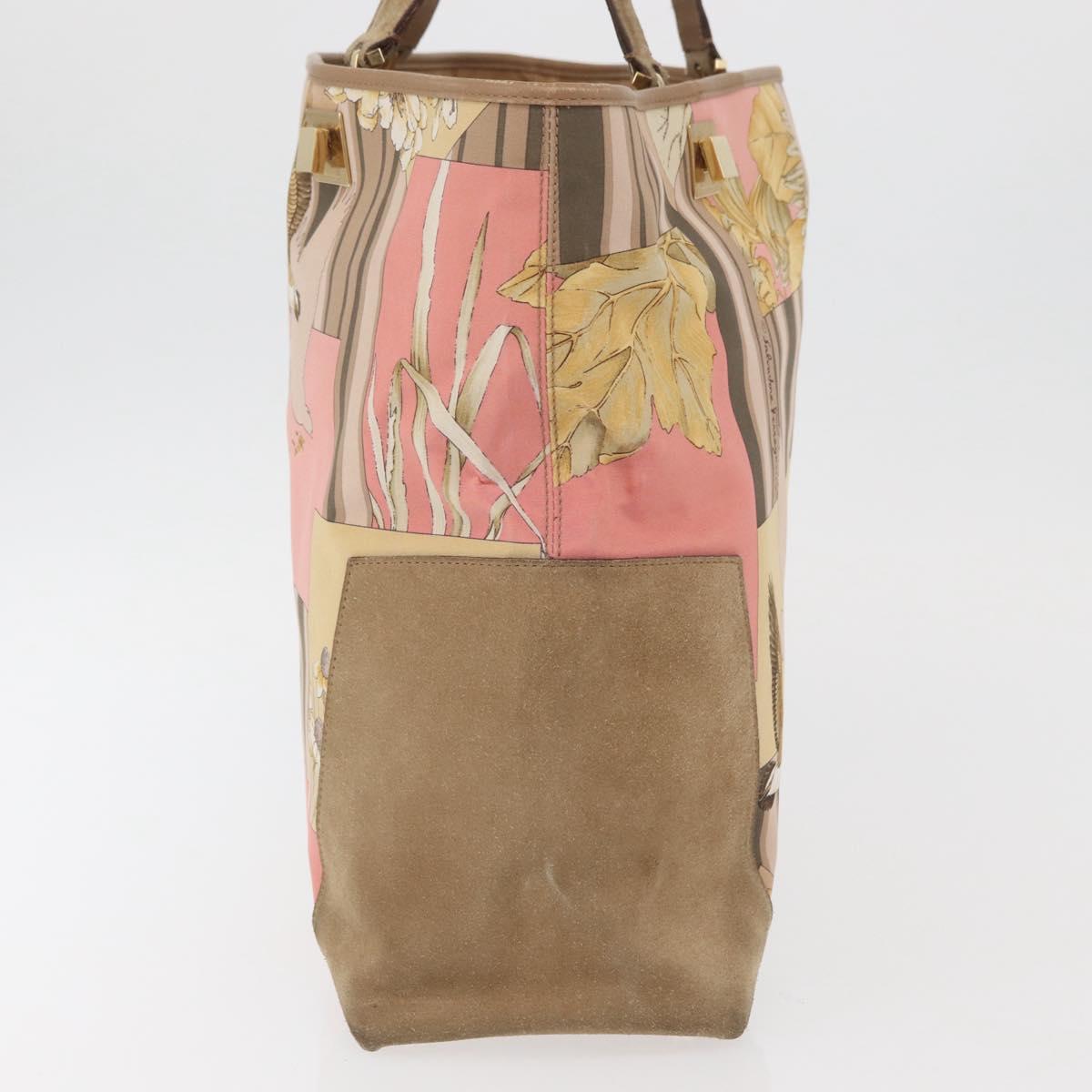 Salvatore Ferragamo Tote Bag Nylon Beige Gold Auth BAZ714A