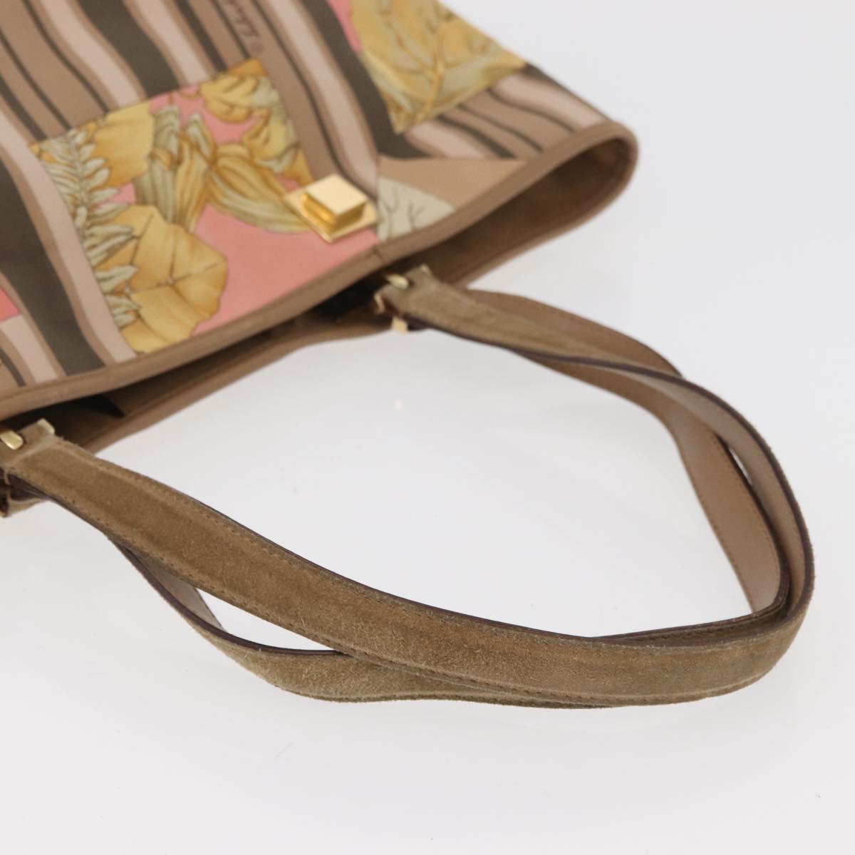 Salvatore Ferragamo Tote Bag Nylon Beige Gold Auth BAZ714A