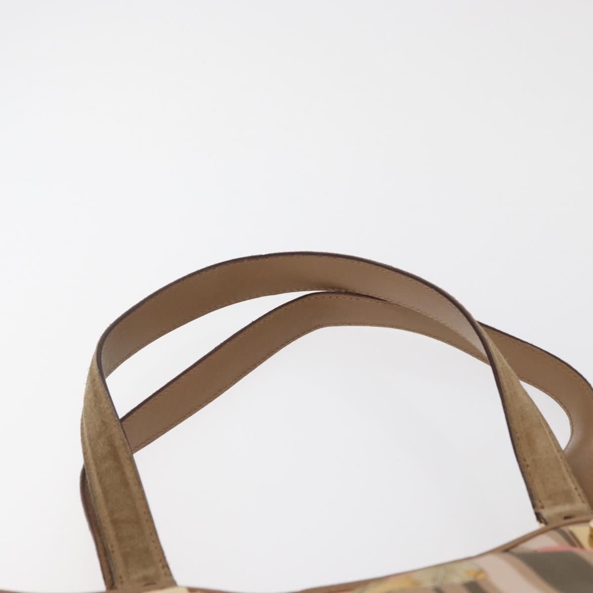 Salvatore Ferragamo Tote Bag Nylon Beige Gold Auth BAZ714A